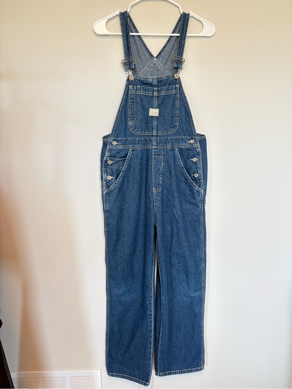 Old Navy Denim Overalls XS Medium Wash 100% Cotton Straight Leg Vintage Vibe